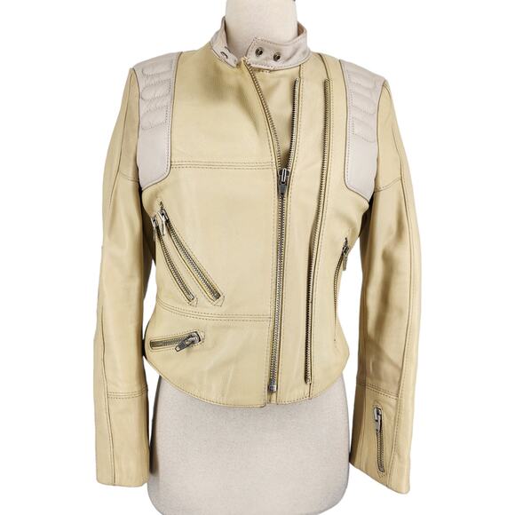 Vintage H&M S/S Studio 2016 Leather Biker Moto Jacket Womens Size 4 - Picture 11 of 12